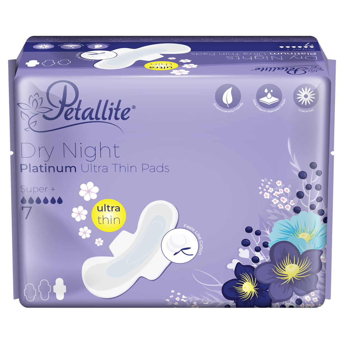 Petallite Night Platinum Pads - Lab Verified Safety (Box of 36Packs-252Pads)