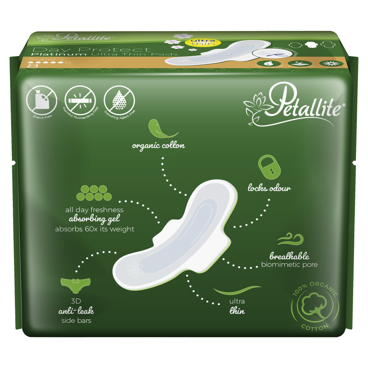 Petallite Organic Day Protect Pads - Lab Verified Safety
