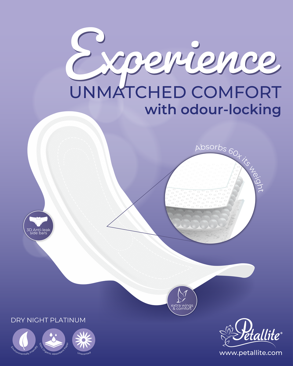 Petallite Night Platinum Pads - Lab Verified Safety (Box of 36Packs-252Pads)