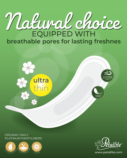 Petallite Organic Daily Fresh Pantyliners - Lab Verified Safety